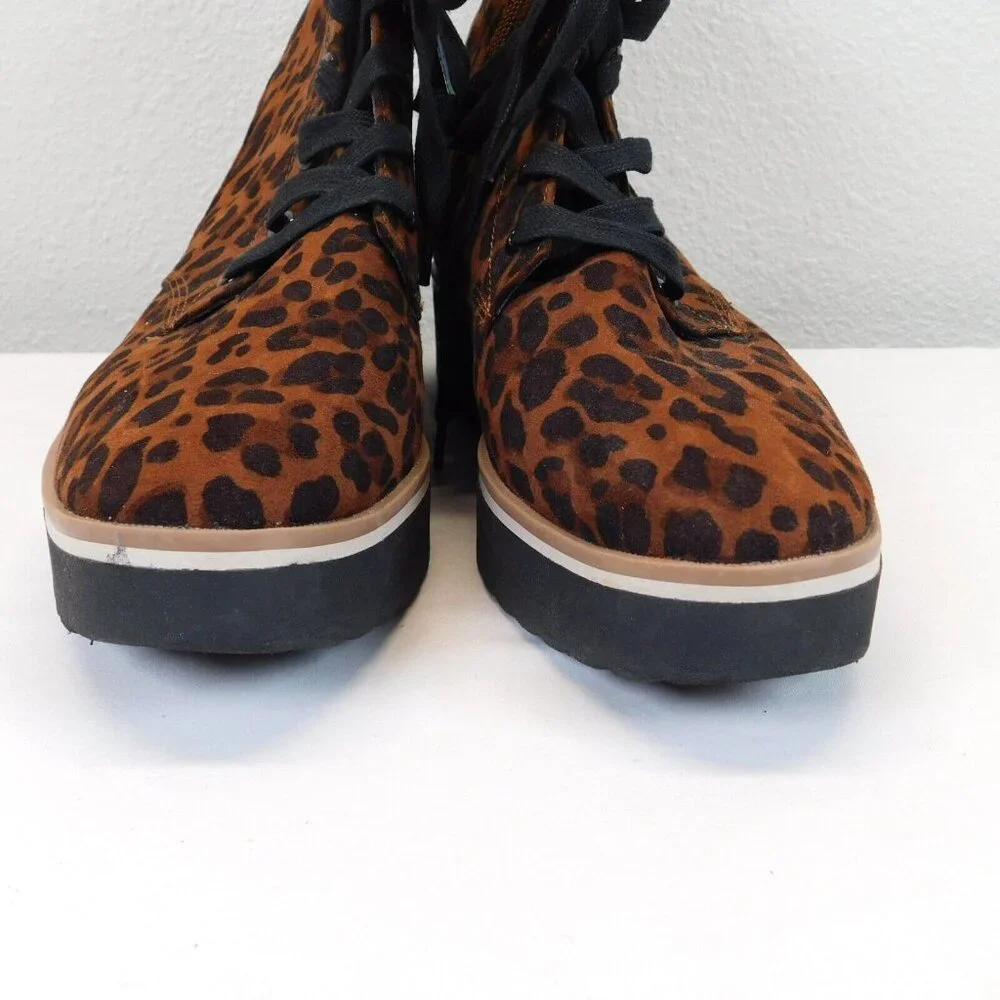 Dr Scholls Womens Leopard Print Zipper Lace Up Slip On Ankle Boots Sneakers 7M - Picture 6 of 11